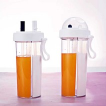 반반 물병 2가지음료 더블 병 컵 휴대용 물통 패트, 블랙 420ml