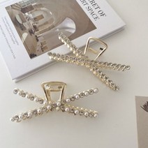 X자 크로스 진주라인 헤어핀(11cm)