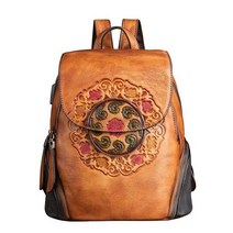 럭셔리 핸드백 미니 클러치 숄더백 레트로 정품 가죽 백팩 여성가방 2022 수제 엠보싱 꽃 대용량 bagpack 여성 빈티지 백팩