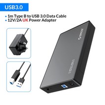 외장하드 ORICO 3.5 인치 외장 하드 드라이브 인클로저 SATA-USB 3.0 HDD 케이스 12V2A 전원 어댑터 지원 18TB UASP 도구 무료, CN, USB 3.0 영국 플러그