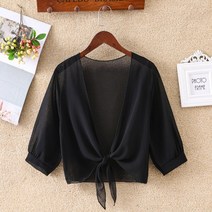 여름 여성 가디건 니트 나시 세트 women wrap jacket half sleeve 쉬어 소프트 쉬폰 bolero shrug 오픈 프론트 자켓 카디건 for party