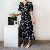 안나 여름 플라워 패턴 브이넥 랩 맥시 원피스 2color