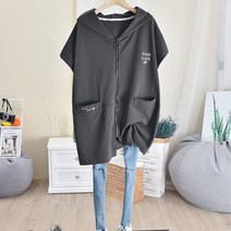 MOSAIRATION 여성조끼 캐주얼 민소매 후드 집업 맨투맨 조끼 루즈핏 빅사이즈 SFW0620001