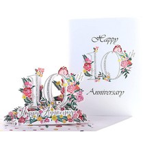 IGifts And Cards Happy 10th Milestone 기념일 3D 팝업 인사말 카드 - 완벽한 커플 결혼 결혼식 우아함 소울메이트 함께 틴 축하 잉꼬 [
