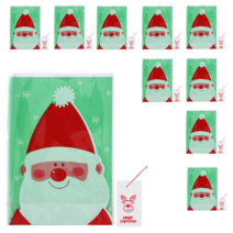 메리롱 크리스마스 산타 구디백 포장 봉투 + 택 세트, 10개