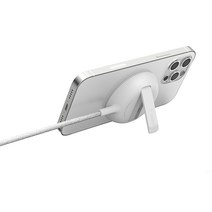 벨킨 부스트업 프로 15W 휴대용 맥세이프 고속 무선 충전기(거치대 클립) WIA004kr, 화이트_WIA004krWH