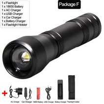 저스트투 4000 Lums LED UV 손전등 빛 L2/T6 백색 토치 5 형태 Zoomable 395nm Blacklight by 18650 건전지, [04] Package D, [01] UV Flashlight