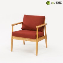 즐거운가구 1인용 패브릭 소파 고무나무 원목 프레임 카페의자 카페소파, 다크레드