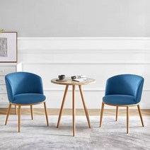 테이블 의자세트 체어 카페 거실 티 커피 침실 발코니 미니멀 휴식 원형 인테리어 북유럽, A 통나무청색천