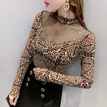 여성용 여성블라우스 셔츠 호피셔츠 긴팔 봄가을-D5G2