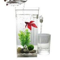 미니어항 사무실 가정 각자 청소 플라스틱 물고기 탱크 탁상용 수족관 Betta 어항, square fish tank