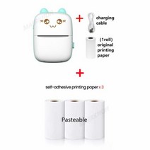 포토 프린터 HD 미니 휴대용 무선 감열식 라벨 블루투스 연결 포켓 iOS안드로이드용 200dpi, C9-Blue ad 3 adhesiv+C9-Blue a