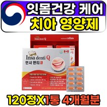 잇몸퇴축 중년 여성 옥수수추출물 치아 영양제 120정 1박스 4개월분 식약처인증 베타시토스테롤 치주염 치은염 부모님 60대 70대 잇몸통증영양제 인사덴티큐 치아칼슘 프로폴리스