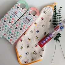 [사과나무답례품] 어린이집 생일답례품 유치원 생일선물-(유아칫솔+네임고리수건)-어린이집 준비물 손수건 입학 졸업 종업식 크리스마스 단체선물 구디백, 핑크.그린혼합
