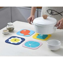 PVC 카툰 캐릭터 다용도 테이블 냄비 받침대 & 컵 코스터(대/소), (소)사이즈_수박-퍼플(DT29)