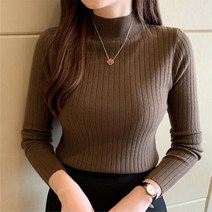 여자 겨울 모크넥 소프트 골지 니트티 니트코디룩 스웨터 마실룩 캐주얼