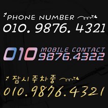 소형 자동차 차량용 오토바이 자전거 주차 전화번호 알림 스티커, 홀로그램모래알, 흘림체