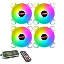 렌지후드필터 팬 주방팬 레인지통후드 주방후드고장 환풍기Coolmoon 12cm 4pin, 4 팬 1 컨트롤러, RGB, 하얀