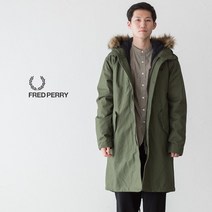 프레드페리 FRED PERRY 맨즈 남성용 후드 롱 피쉬테일 개파카 야상 카키 J4569