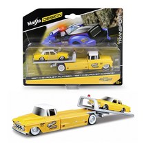 자전거트레일러 1:64 디자인 팀 홀러 1955 쉐보레 노매드 자동차 트레일러 1971 베가 모델 컬렉션 선물 장, 08 1957 Chevrolet