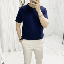 아도르클래식 테리 반오픈 카라 소프트 반팔 4컬러 니트