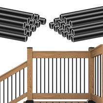 Muzata 25팩 91.4cm(36인치) 알루미늄 데크 밸러스터 블랙 실내 야외 데크 난간 현관 계단 스핀들 1.9cm(3/4인치) 할로우 라운드 목재 및 합성 데크용 WT01, 36 - 25pack