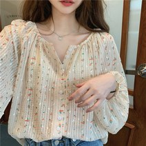 KORELAN 뽀송뽀송 비즈 블라우스와 봄 루즈핏 싱글 긴팔 상의