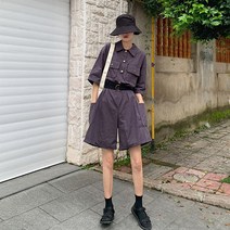 알리팡(Alipang) 여성 반바지 점프수트 밀리터리색 루즈핏 MT7324