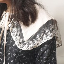 [바보사랑] 오버핏 레이스 빅카라 리본 튜닉 블라우스
