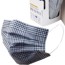 케이프리 국산 마스크 멜트블로운 MB필터 3중구조 일회용 대형 네이비 체크 패턴 30매, 1박스