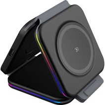 아이폰용 마그네틱 3 인 1 고속 무선 충전기 15W 접이식 충전 스테이션 아이폰 13 12 프로 맥스 미니 iWatch 7 6 SE 에어팟 2 3 프로용, Black