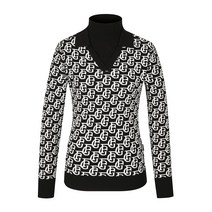 팬텀 팬텀골프웨어 KQF 221B3SR170_YL 옐로우 여성 로고 자가드 하이넥 카라 긴팔 니트