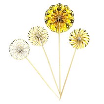 4pcs 종이 선풍기 장식 생일 파티 골드 케이크 토퍼 세트 컬러풀 라운드 케이크 토퍼, type1