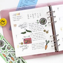 [iswas] [잼스튜디오] A6 WIDE 6공 위클리(가로형) 리필 속지, 색상:단품