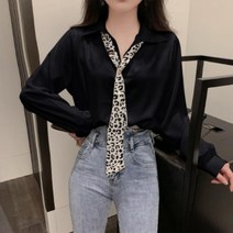 겟잇미 [당일출고] 브이넥카라 기본 블라우스 타이 SET