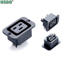 검정색 16A 250V IEC320 C20 C19 PDU UPS 전원 콘센트 커넥터 전기 AC 소켓 귀 나사 구멍 포함, [03] 10pcs one bag, [01] Black