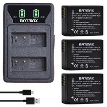 카메라 배터리 2pcs dmw blg10 dmw blg10 blg10e ble9 panasonic lumix gf5 gf6 gx7 lx100 gx80 gx85 led 내장형, 배터리 3개 충전기 1개
