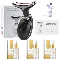 목주름관리 목주름없애기 목주름관리법 ems led 목 얼굴 미용 장치 광자 치료 피부, bl 상자 포함 3pcs 24k