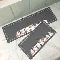 소프트 빨아쓰는 규조토발매트 물흡수잘되는 주방매트 대형/특대, 캣패밀리_다크그레이