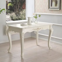 화이트 엔틱 책상 레트로 홈카페 커피 티 미니 테이블, 1.3m 유러피언 테이블 아이보리+골드라인