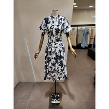 모조에스핀 썸머 나염 프린팅 스텐드카라 롱 A라인 원피스 S212MSE048-WHS212MSE048OR1
