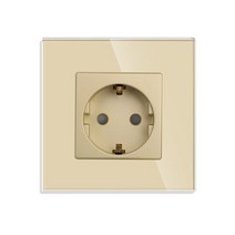 디자인 멀티탭 bingoelec 전원 소켓 16a eu 표준 전기 콘센트 86mm 86mm 흰색 스탈 유리 패널 벽 소켓, 황금 1 개, 유럽 ​​연합