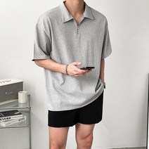 엠버 카라 반집업 오버핏 반팔 티셔츠(6color)