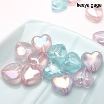 히야가게 AB 투명 둥근하트 비즈 10mm 30개, 핑크(30개)