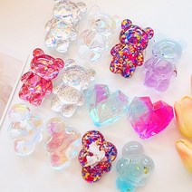 키치 블링블링 레진 그립톡 모음 / 아이폰 핸드폰 클리어 그립톡 핸드폰 거치대 키링 에폭시 그립톡, 8.홀로그램 도트곰