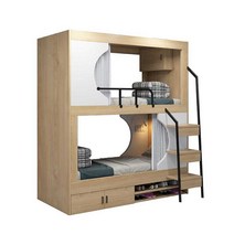 캠슐침대 2층 벙커침대 게스트룸 복층 다락방 숙소, 90cmx200cm 매트리스 커튼 신발장