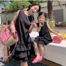 캉캉 나시 모녀 가족 커플룩 엄마 딸 원피스 시밀러룩 여행 여아