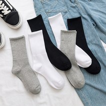 데이룸 여성 무지 흰 긴 장목 양말 10켤레
