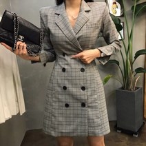 여성 스트라이프 더블버튼 자켓 원피스 정장