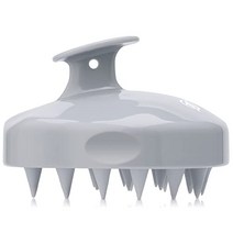 두피관리용 머리마사지기 FREATECH 두피 마사지기 샴푸 브러시 관리를 위한 실리콘 강모 비듬 제거 및 모발 성장을 샤워 헤어 스크러버 엑스폴리에이터 습식 ampamp 남성 여성, [02] 회색